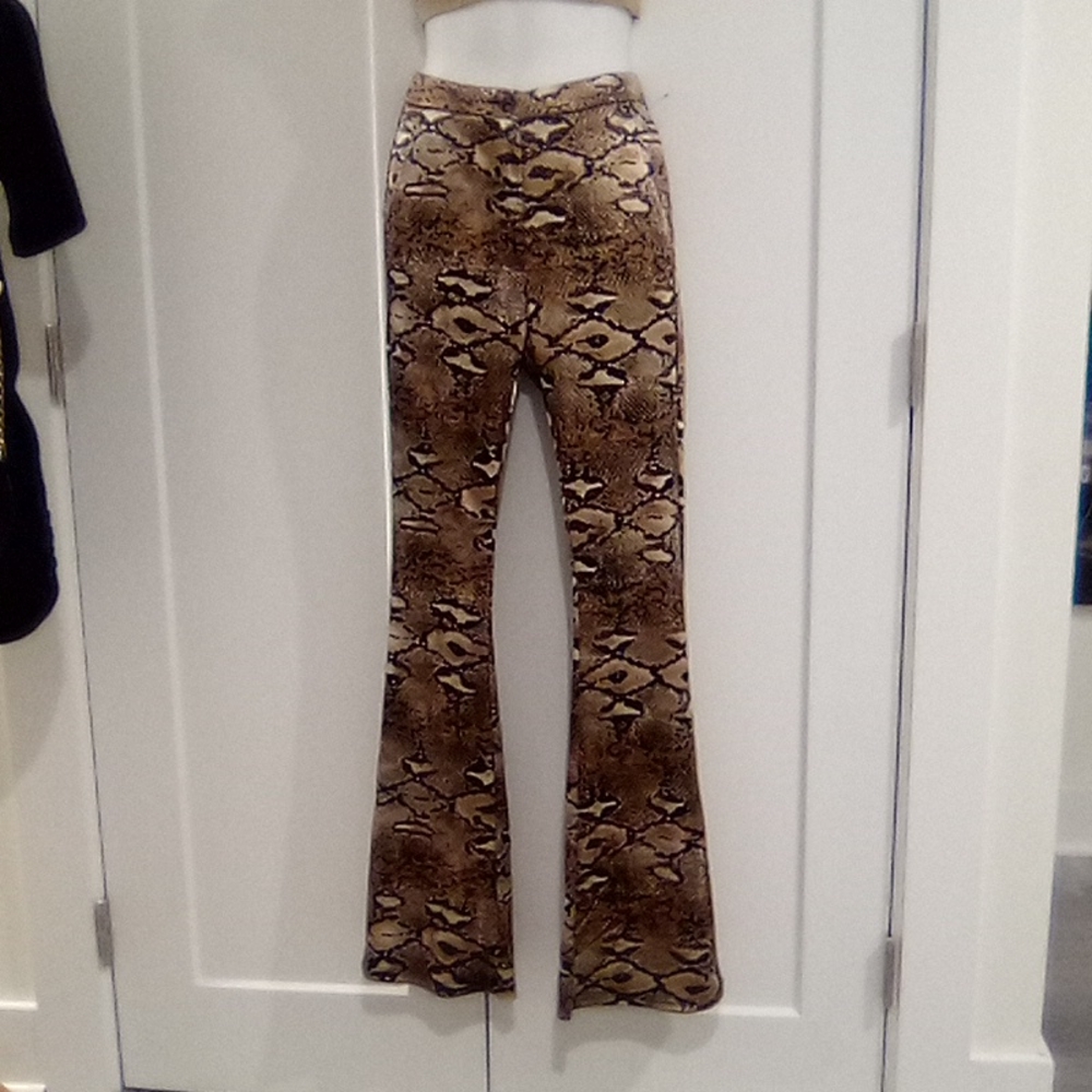 Sexy Snake Skin Bell Trousers by Shein